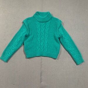 Colorful Planet Girls Teal Cable Knit Turtleneck Sweater Size L Acrylic Blend